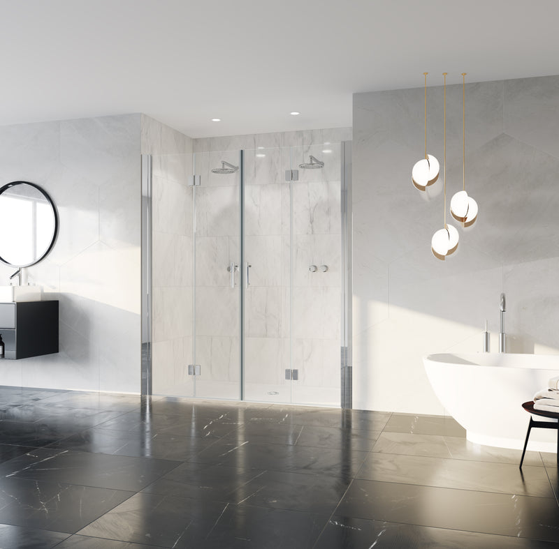 Coram Premier 8 double bi-fold doors, chrome