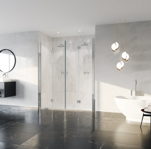Coram Premier 8 double bi-fold doors, chrome