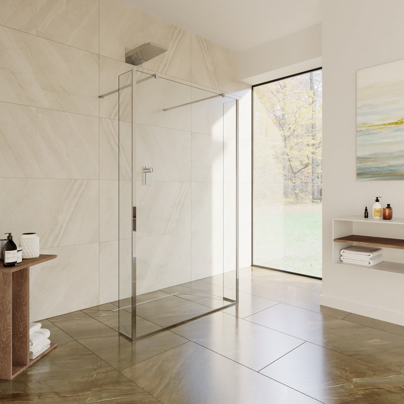 Coram Premier 8 glass shower screen with return panel, chrome