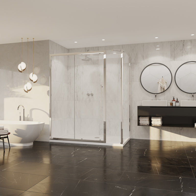 Coram Premier 8 sliding door with in-line panel, chrome