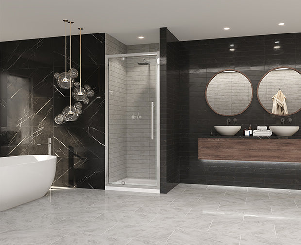 Coram Premier 8 pivot shower door, chrome