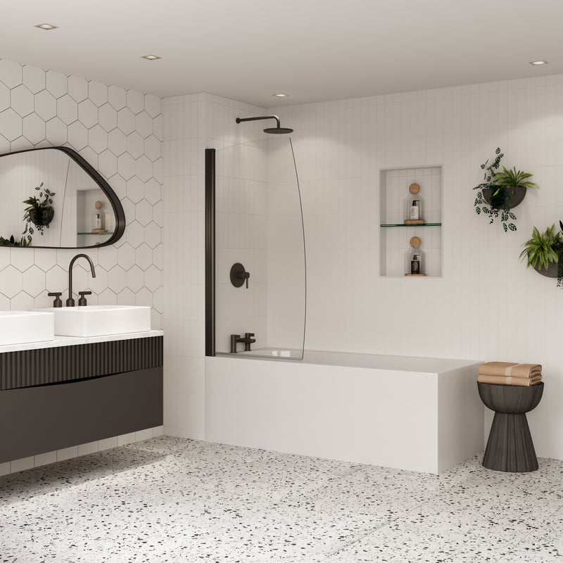 Coram Sail bath screen 800mm in black