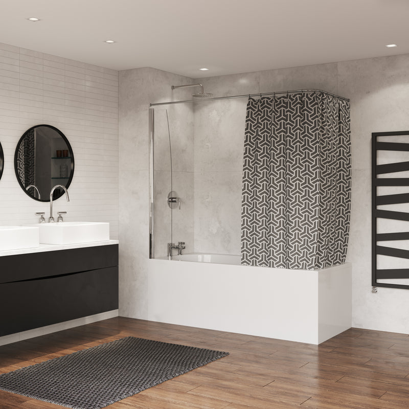 Coram shower curtain screen 250mm fixed panel, chrome
