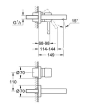 Grohe Essence wall-mounted 2-hole basin mixer trim set in StarLight Chrome - detail