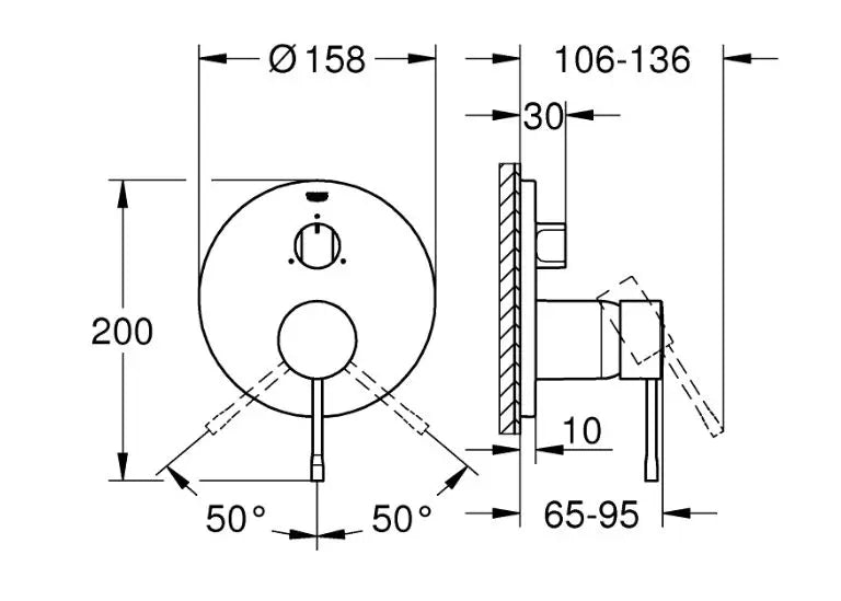 Grohe Essence Concealed Mixer Trim Set 3-Way Diverter 24092 escutcheon detail
