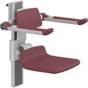Pressalit PLUS Shower Seat 310 incl. Backrest & Armrests, Manually Height & Sideways Adjustable, Red (R7364035)