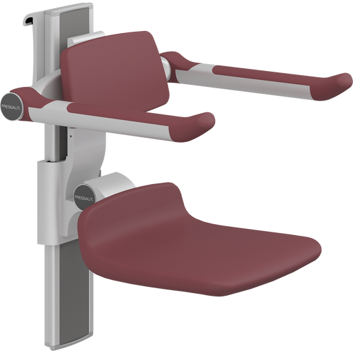 Pressalit PLUS Shower Seat 310 incl. Backrest & Armrests, Manually Height & Sideways Adjustable, Red (R7364035)