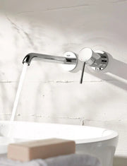 Grohe Essence wall-mounted 2-hole basin mixer L-Size StarLight Chrome side profile