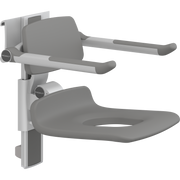 Pressalit PLUS Shower Seat 450 with Aperture incl. Backrest & Armrests, Manually Height & Sideways Adjustable, Anthracite (R7465112)