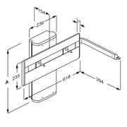 Pressalit PLUS Electric Wash Basin Bracket dimensioned drawing (R4750)