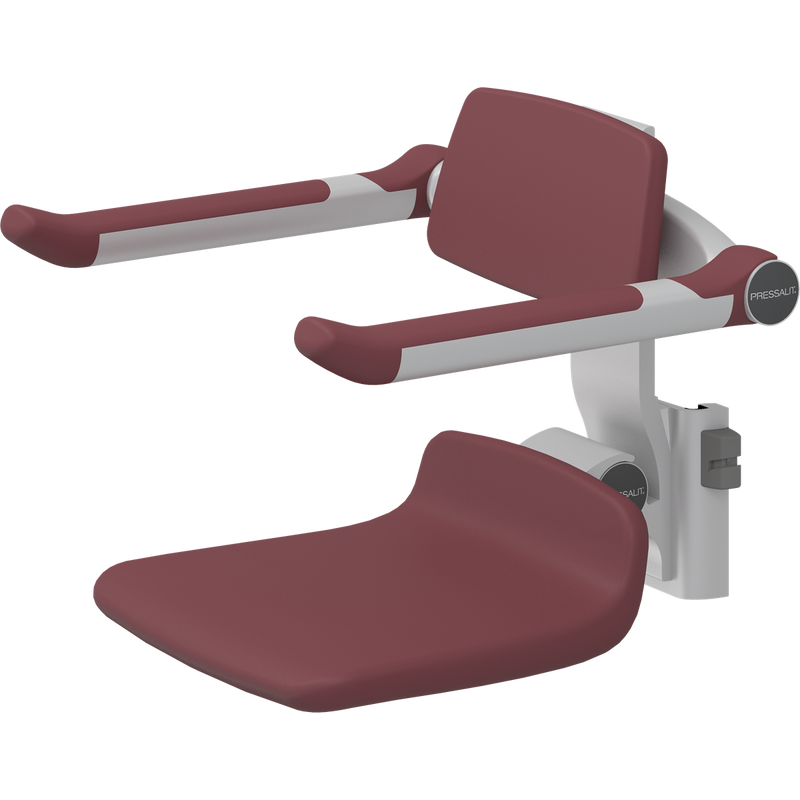 Pressalit PLUS Replacement Shower Seat 310 incl. Backrest & Armrests, Manually Height Adjustable, Red (R7034035)