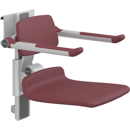 Pressalit PLUS Shower Seat 450 incl. Backrest & Armrests, Manually Height & Sideways Adjustable, Red (R7464035)
