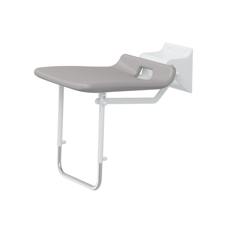 Pressalit VALUE IV folding shower seat with support leg, 440mm, fixed height, anthracite