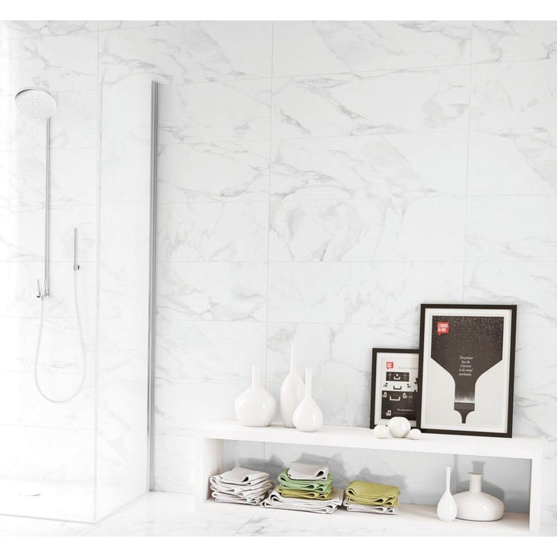 Daytona Calacatta White Marble Effect Gloss Ceramic Wall Tile 270x420mm