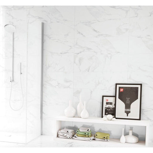 Daytona Calacatta White Marble Effect Gloss Ceramic Wall Tile 270x420mm