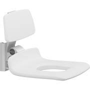 Pressalit PLUS Replacement Shower Seat 450 with Aperture incl. Backrest, Manually Height Adjustable, White (R7125000)