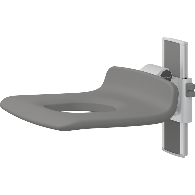 Pressalit PLUS Shower Seat 450 with Aperture, Manually Height Adjustable, Anthracite (R7415112)