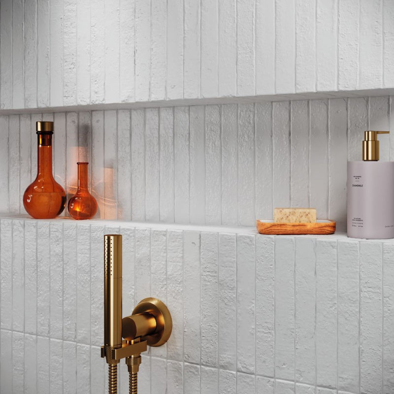 Delray White Rustic Matt Ceramic Wall Tile 38x235mm