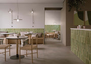 Deltona green gloss porcelain wall and floor brick tile 75x200mm - view 3