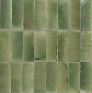 Deltona green gloss porcelain wall and floor brick tile 75x200mm - view 4