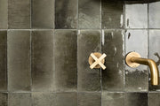 Deltona grey gloss porcelain wall and floor brick tile 75x200mm - view 2