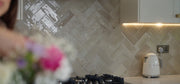 Deltona warm beige gloss porcelain wall and floor brick tile 75x200mm - view 2