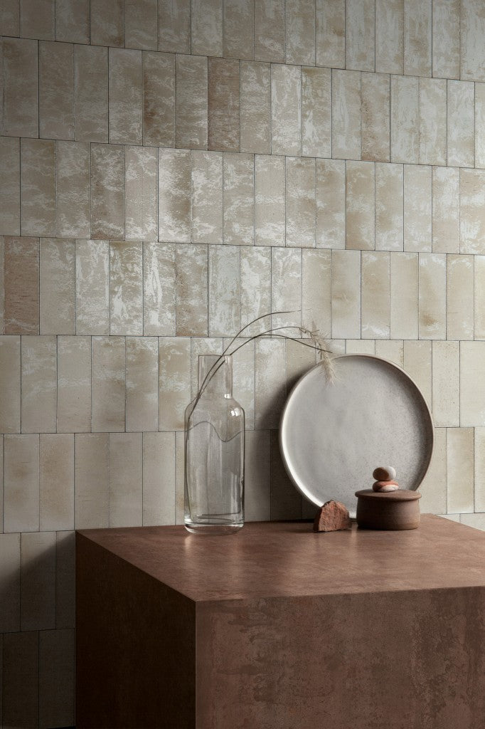 Deltona warm beige gloss porcelain wall and floor brick tile 75x200mm - view 3