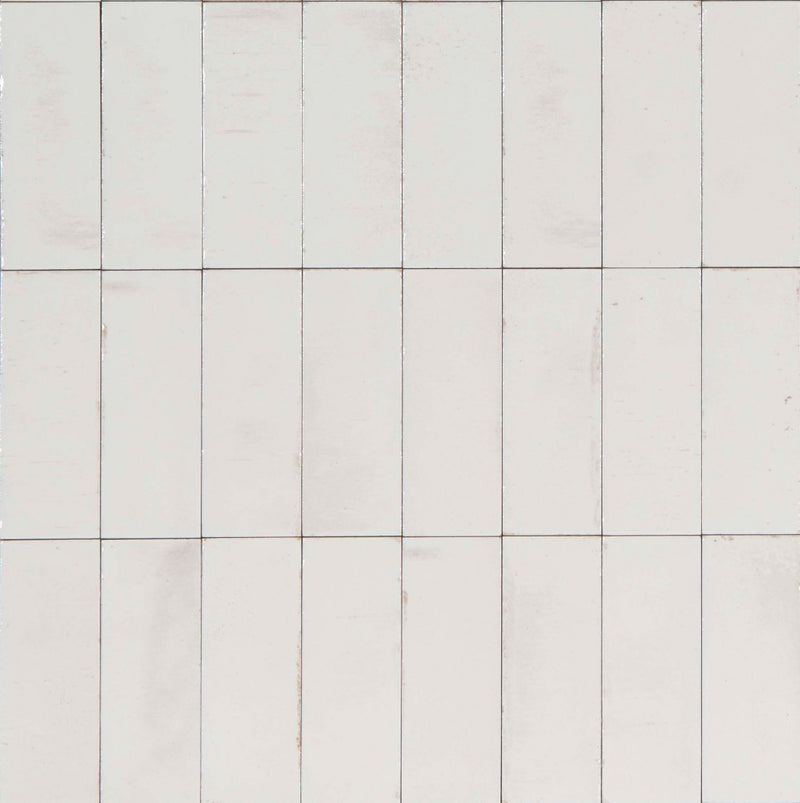 Deltona white gloss porcelain wall and floor brick tile 75x200mm - view 2