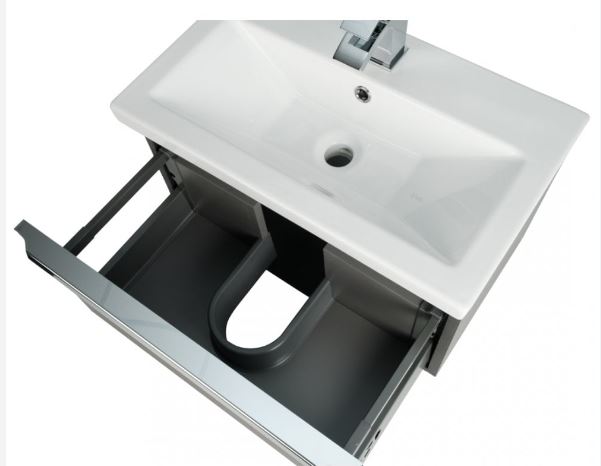 Kartell K-VIT Kore 800mm Wall Mounted Drawer Unit & Ceramic Basin - White Gloss (KOR800WM-W KOR800BASIN)