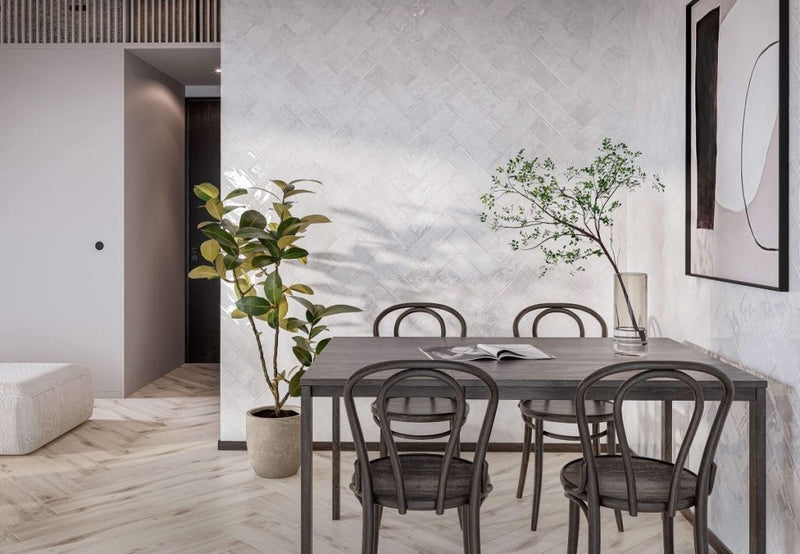 Dunedin White Handmade Effect Gloss Ceramic Wall Tile 100x300mm