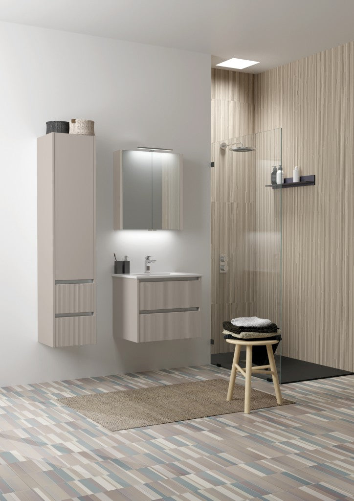 Dursley 600mm Two Drawer Wall Hung Unit & Basin in Cashmere - view 2