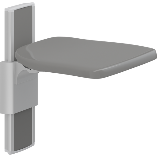 Pressalit PLUS folding seat, manually height-adjustable, wall-mounted, anthracite