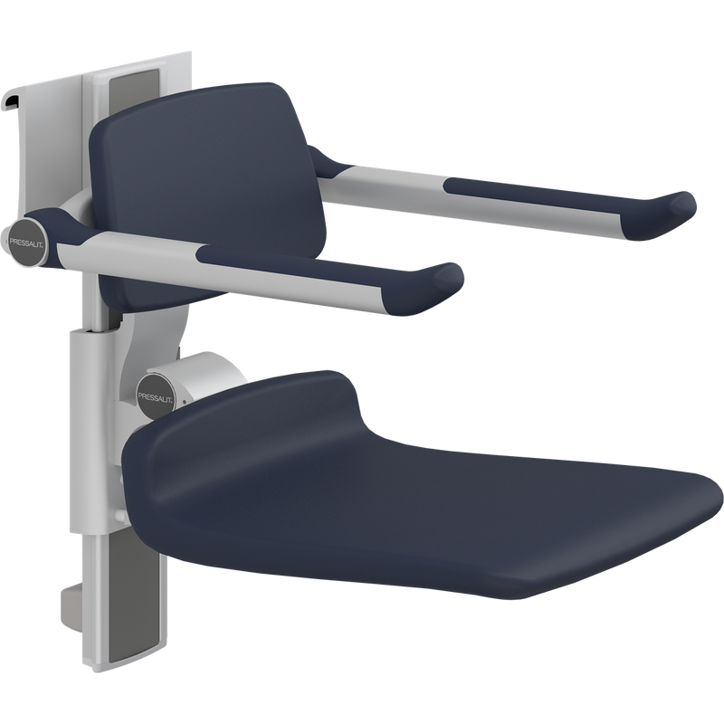 Pressalit PLUS Shower Seat 450 incl. Backrest & Armrests, Manually Height & Sideways Adjustable, Dark Blue (R7464108)