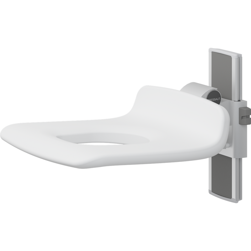 Pressalit PLUS Shower Seat 450 with Aperture, Manually Height Adjustable, White (R7415000)