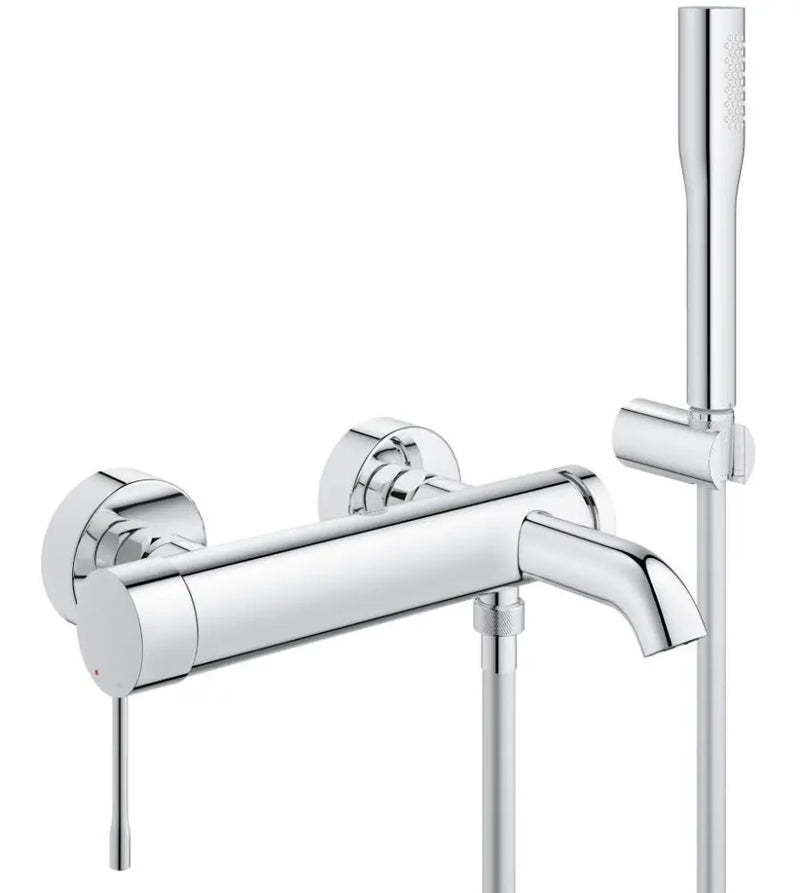 Grohe Essence wall-mounted bath shower mixer with shower set in StarLight Chrome