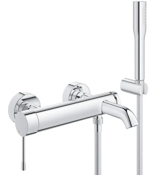 Grohe Essence wall-mounted bath shower mixer with shower set in StarLight Chrome