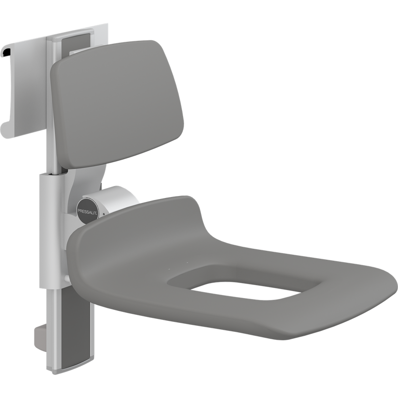 Pressalit PLUS Shower Seat 450 with Aperture incl. Backrest, Manually Height & Sideways Adjustable, Anthracite (R7455112)