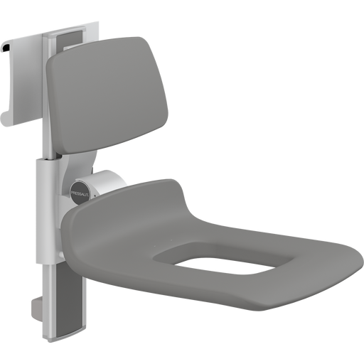 Pressalit PLUS Shower Seat 450 with Aperture incl. Backrest, Manually Height & Sideways Adjustable, Anthracite (R7455112)