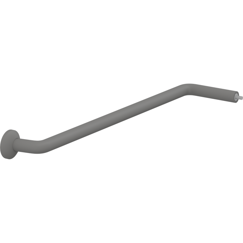 Pressalit PLUS Angled Tube Piece, 762 x 154mm, with Wall Rosette & Connecting Joint, Anthracite (RT345112)