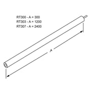 Pressalit PLUS Tube Piece, 1200mm — Dimensioned Drawing (RT303108)