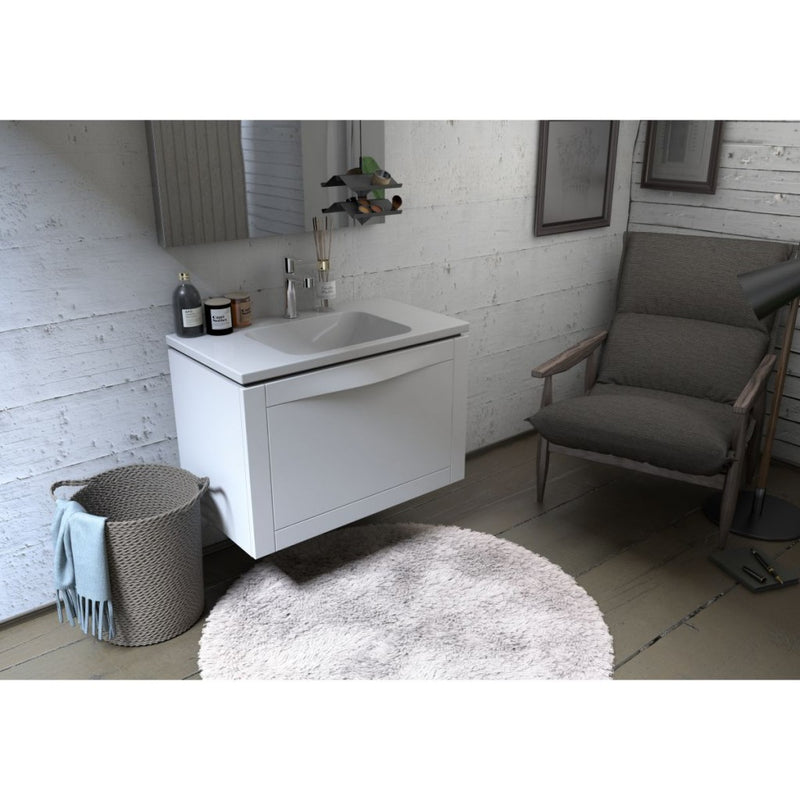 Enchant Wall Hung 1 Drawer Basin Unit 800mm Matt White - view 2