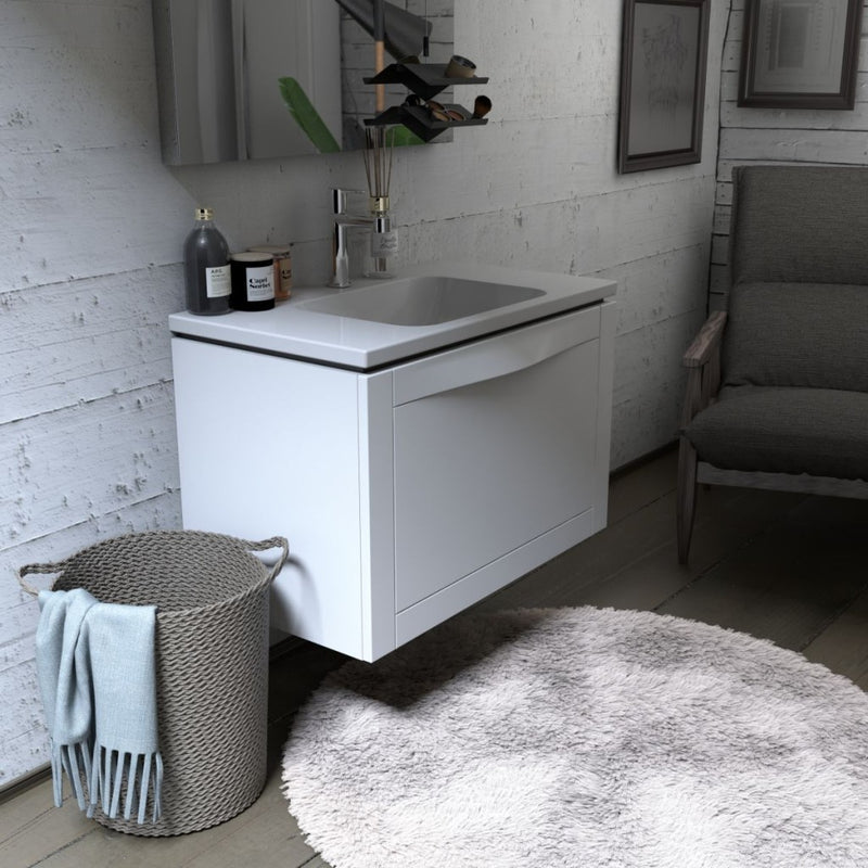 Enchant Wall Hung 1 Drawer Basin Unit 800mm Matt White - view 3