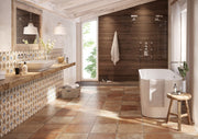 Englewood Terracotta Rustic Satin Porcelain Wall & Floor Tile 406x406mm