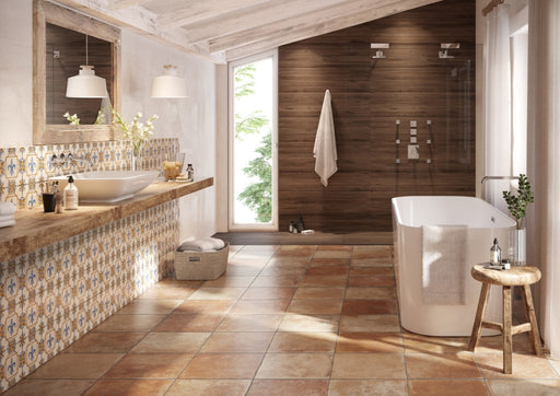 Englewood Terracotta Rustic Satin Porcelain Wall & Floor Tile 406x406mm