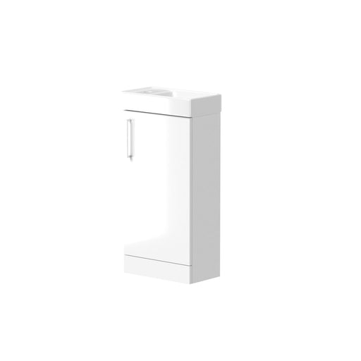 Esher 400mm One Door Floor Standing Cloakroom Unit & Basin in White Gloss