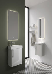 Esher 400mm One Door Wall Hung Cloakroom Unit & Basin in Gloss Grey