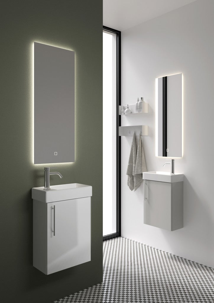Esher 400mm One Door Wall Hung Cloakroom Unit & Basin in Gloss Grey