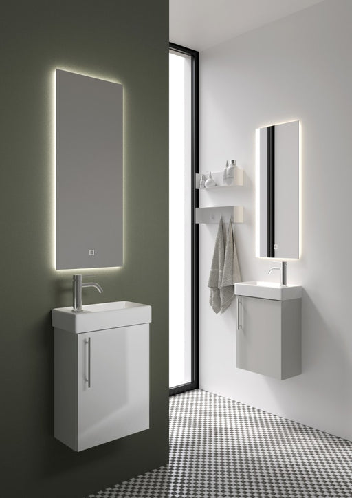 Esher 400mm One Door Wall Hung Cloakroom Unit & Basin in Gloss Grey