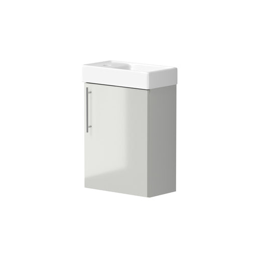 Esher 400mm One Door Wall Hung Cloakroom Unit & Basin in Gloss Grey - view 2