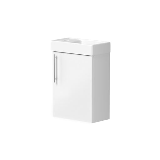 Esher 400mm One Door Wall Hung Cloakroom Unit & Basin in White Gloss
